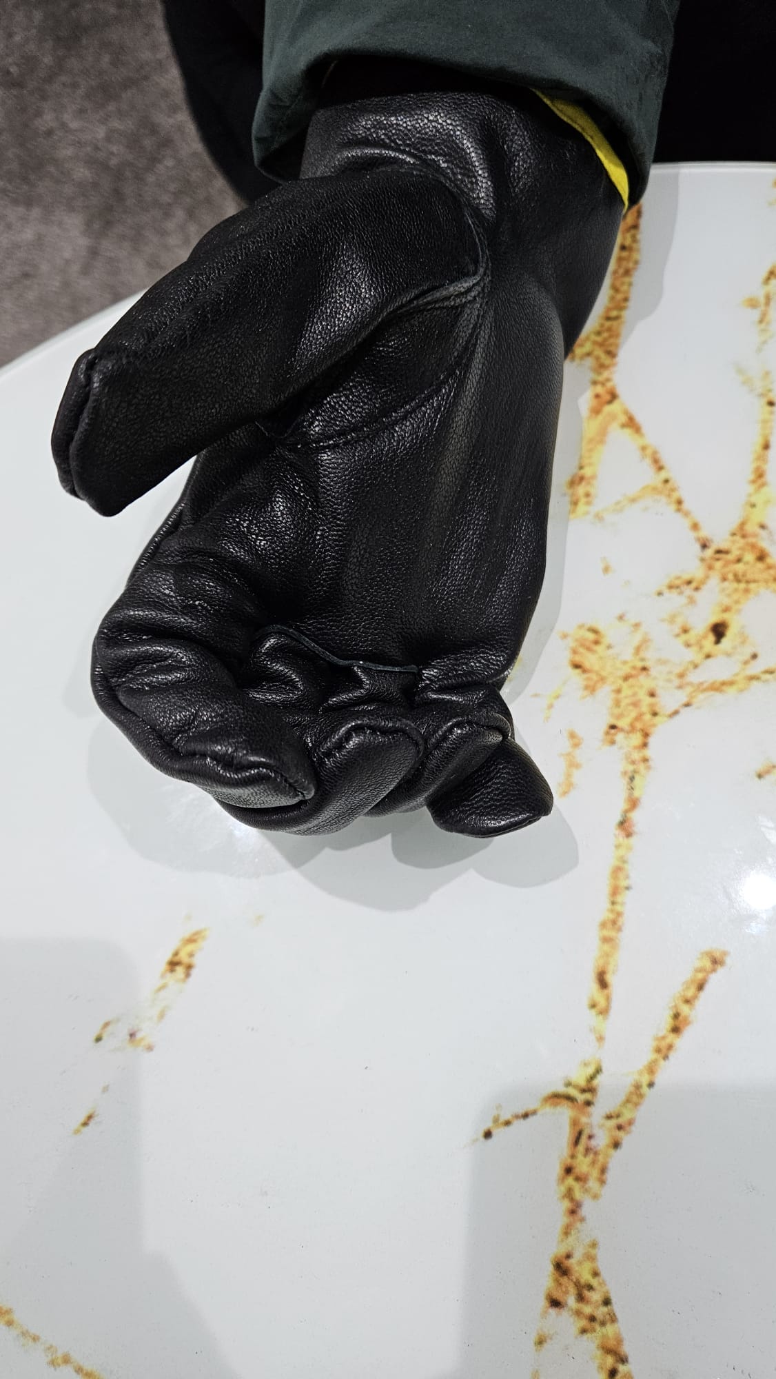 Gilder Black Buffalo Leather Cow Split Leather Front Thumb Driving Glove Safety Gloves AIYO SHOES