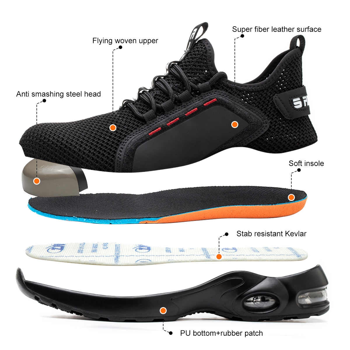 Safety Shoe Safety Trainers Men Steel Toe Cap Delta AY199 safety shoes Nuvari 199 Steel Toe Work Trainers – Front View of Water-Resistant Safety Shoes for Tough Jobsites